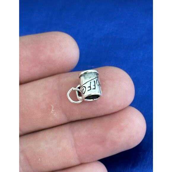 Sterling Silver Oxidized 3D Coffee Mug Charm - Picture 3 of 9